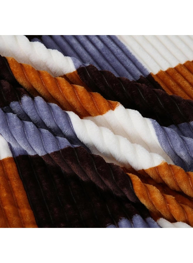 PU MEI Sherpa Blanket Twin Plaid Thick Bed Blanket, 60”*80” Super Soft Flannel Fuzzy Fleece Reversible Velvet Plush Warm Blanket for Couch (Brown Orange Check) - Image 3